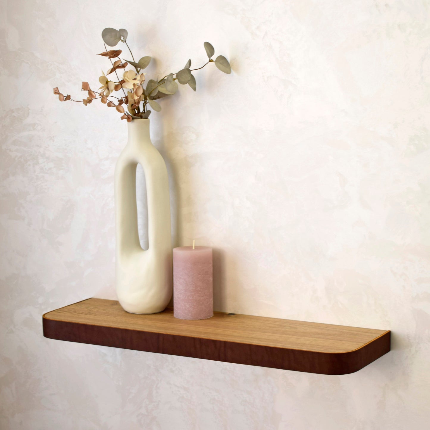 Walnut & Leather Floating Shelf