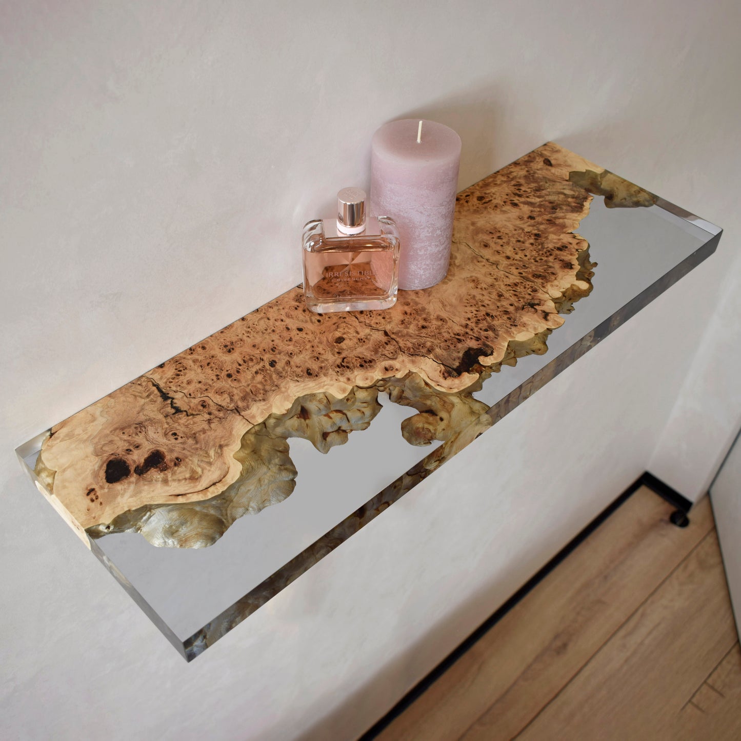 Clear Black Epoxy Floating Shelf