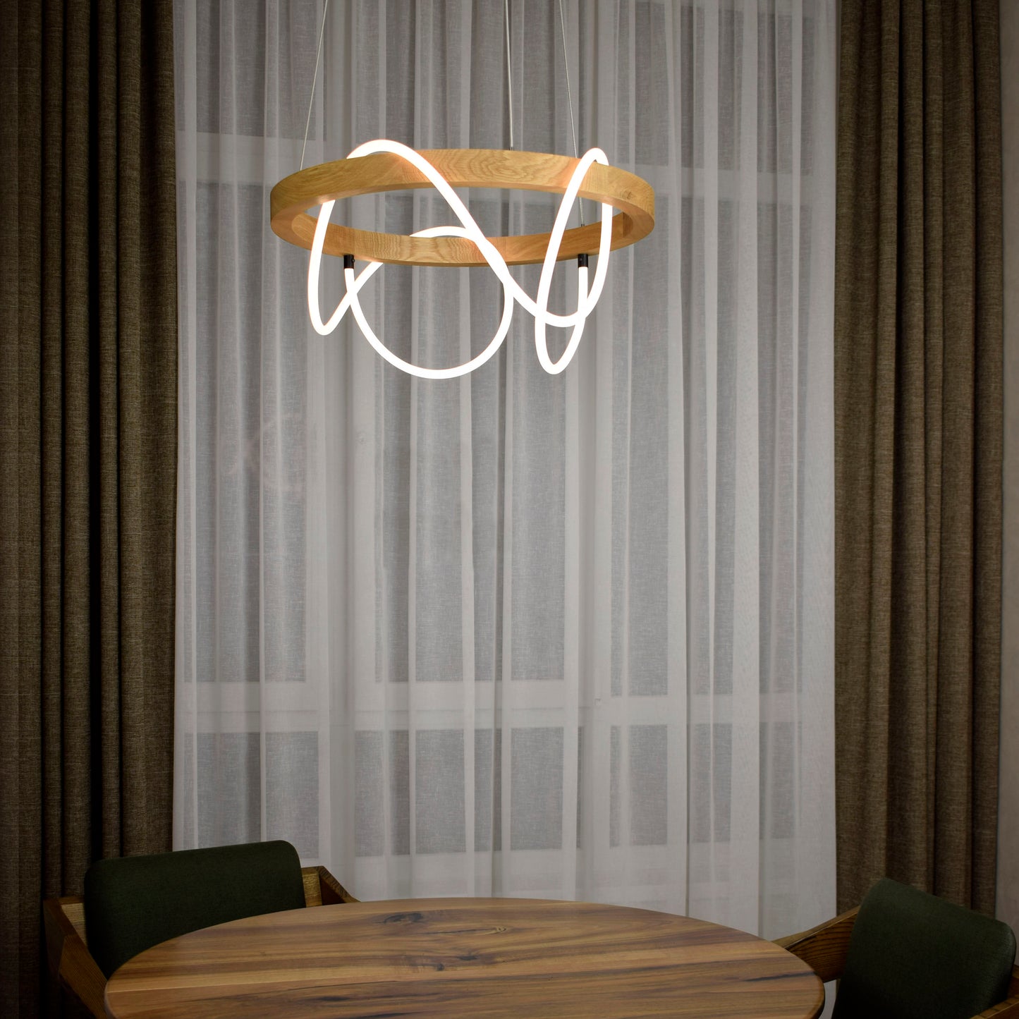 Charlotte Wood Round Chandelier