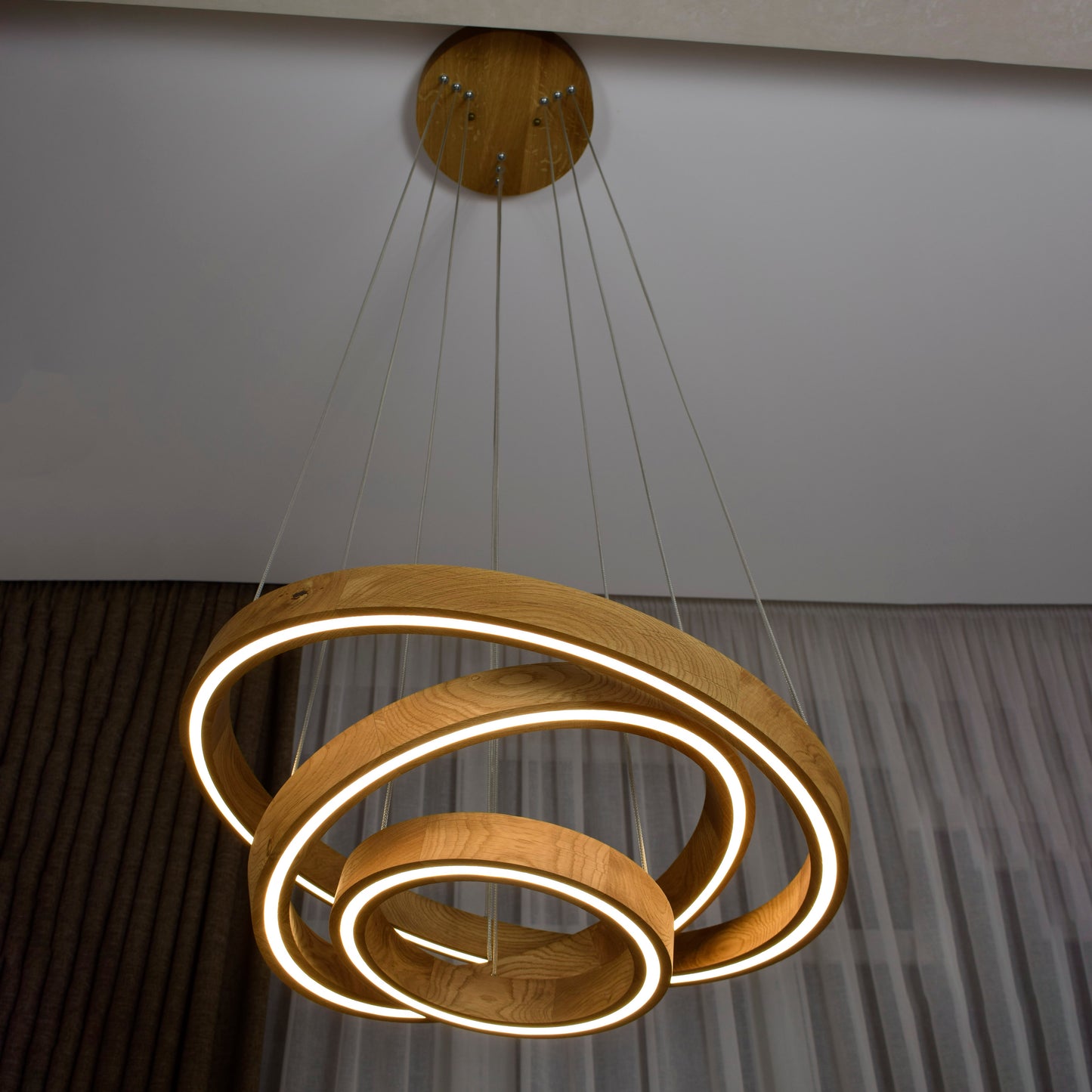 wood round chandelier