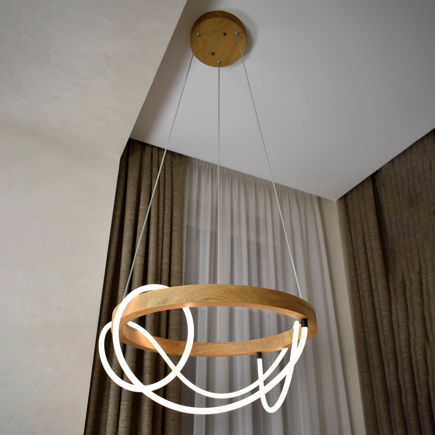 wood round chadelier