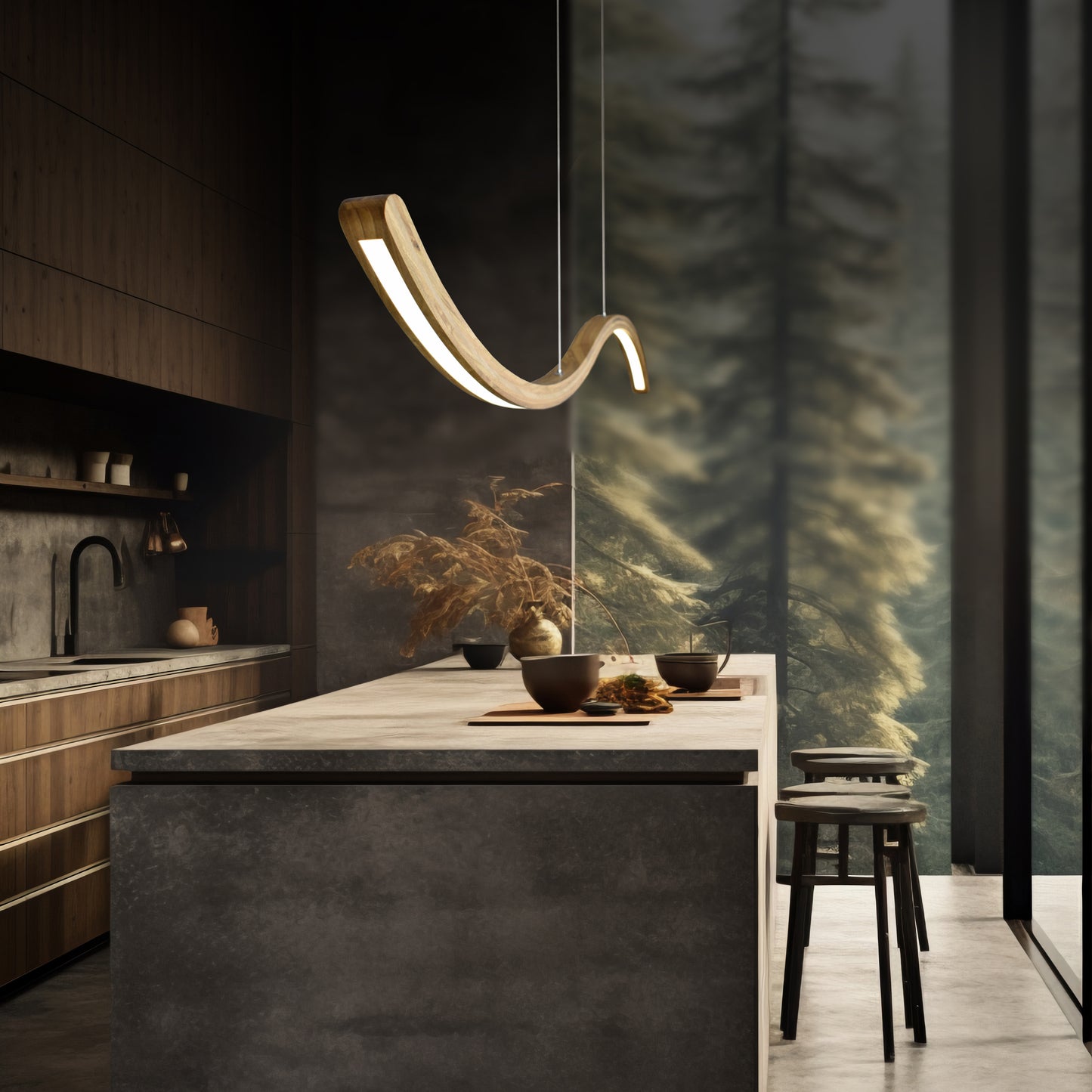 Arizona Wood Pendant Light Fixture for kitchen