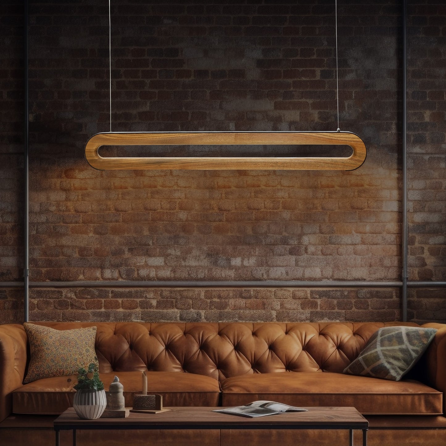 Oval Wood Pendant Light Fixture for living room