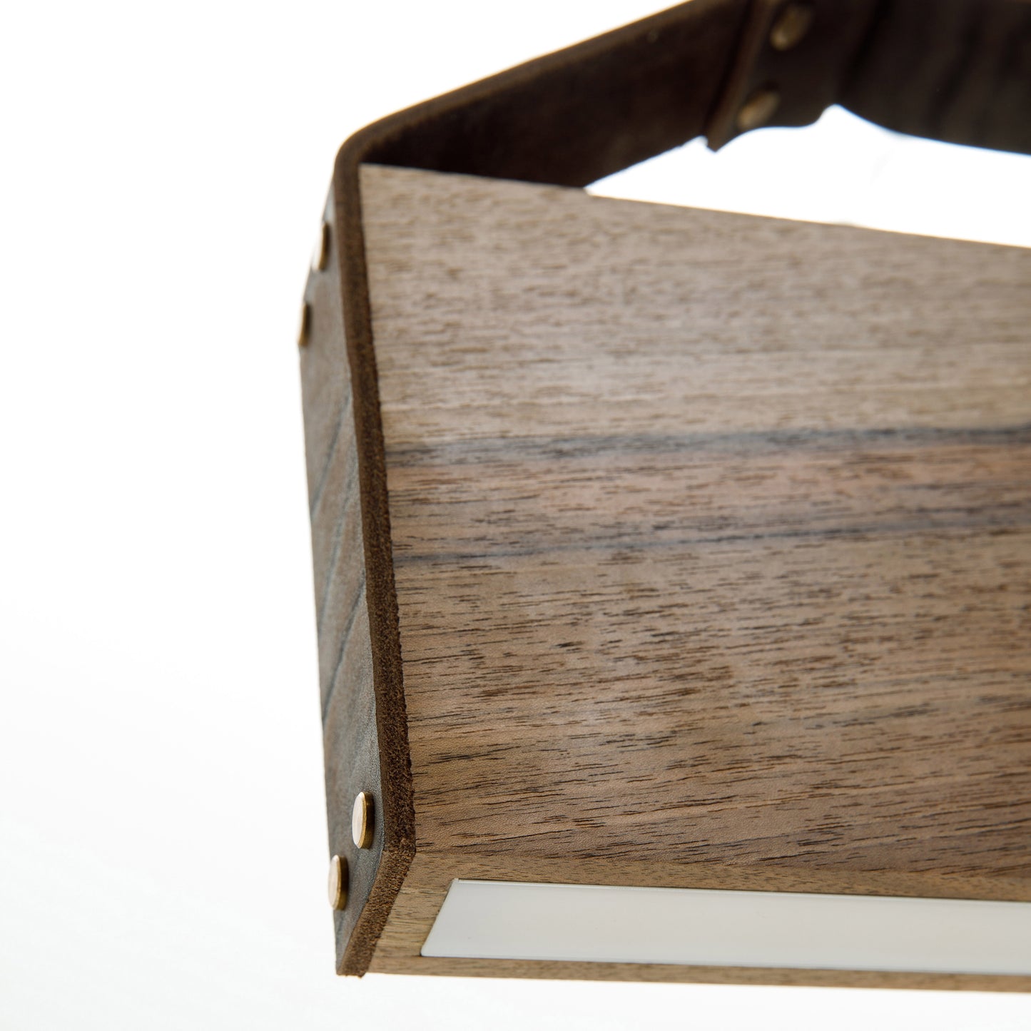 combination of natural leather and wood