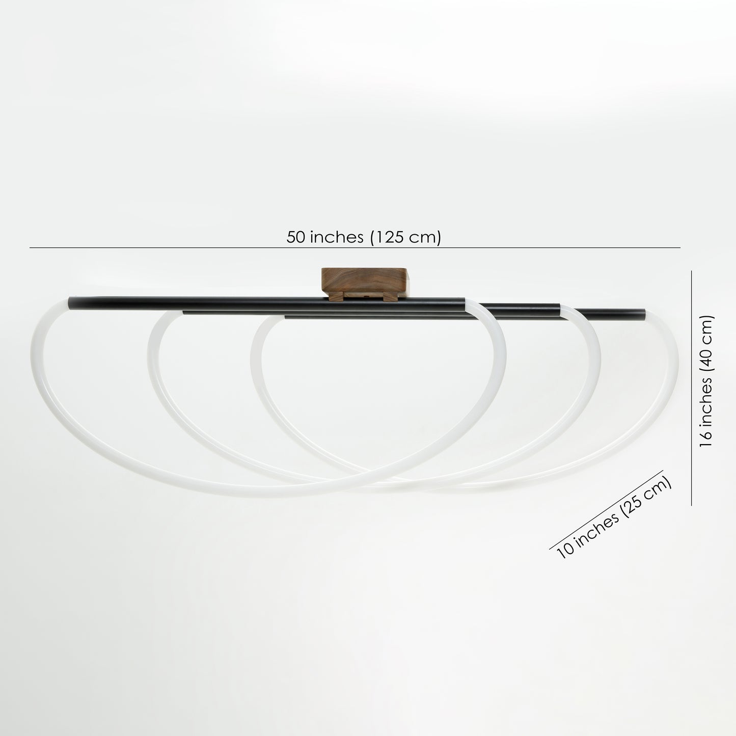 dimensions Modern Ceiling Chandelier Sonora Black with neon led light