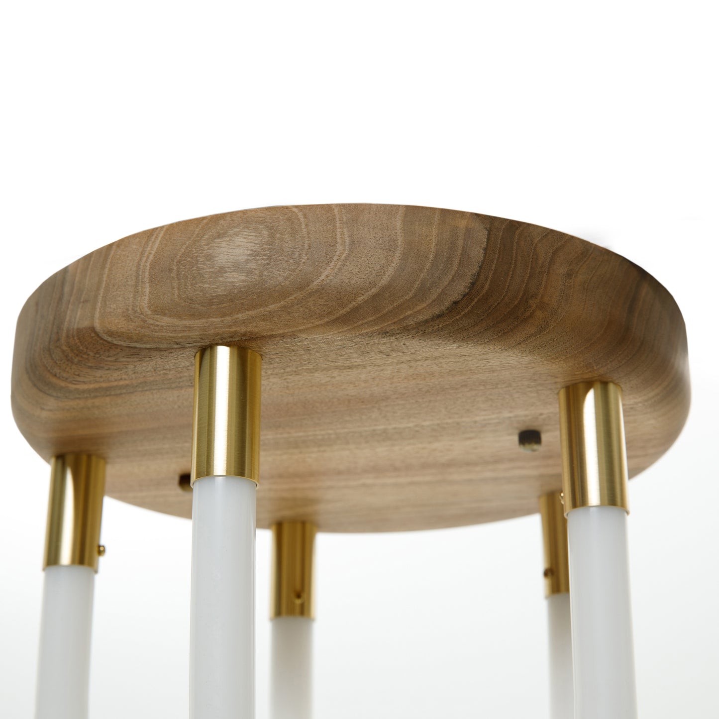 base of the chandelier is made of natural walnut wood