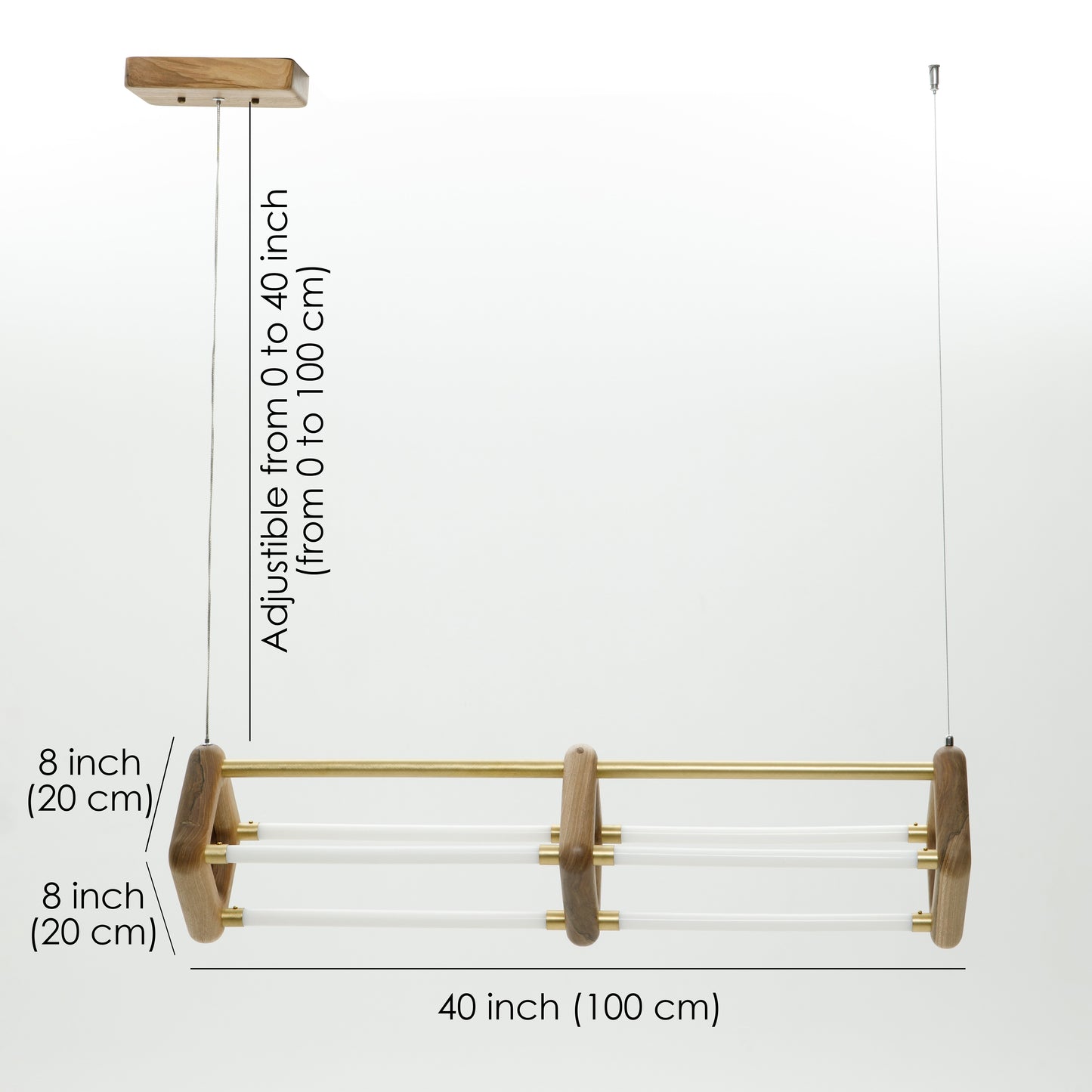 Dimensions Wooden Pendant Lamp Plaza Gold