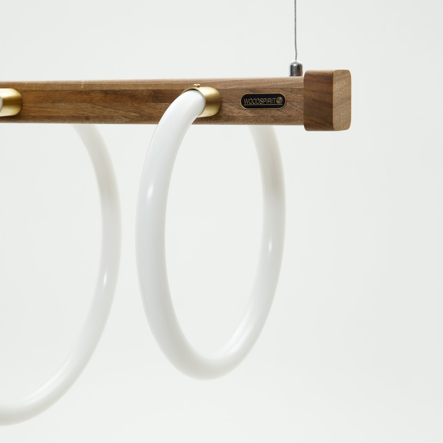 Pendant Lamp is made of wood and real brass