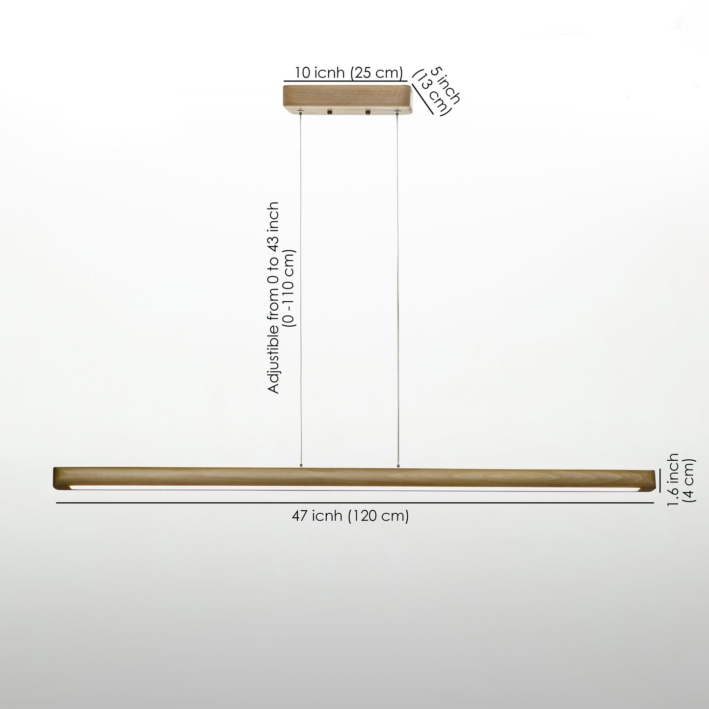 demensions for the minimalist linear chandelier