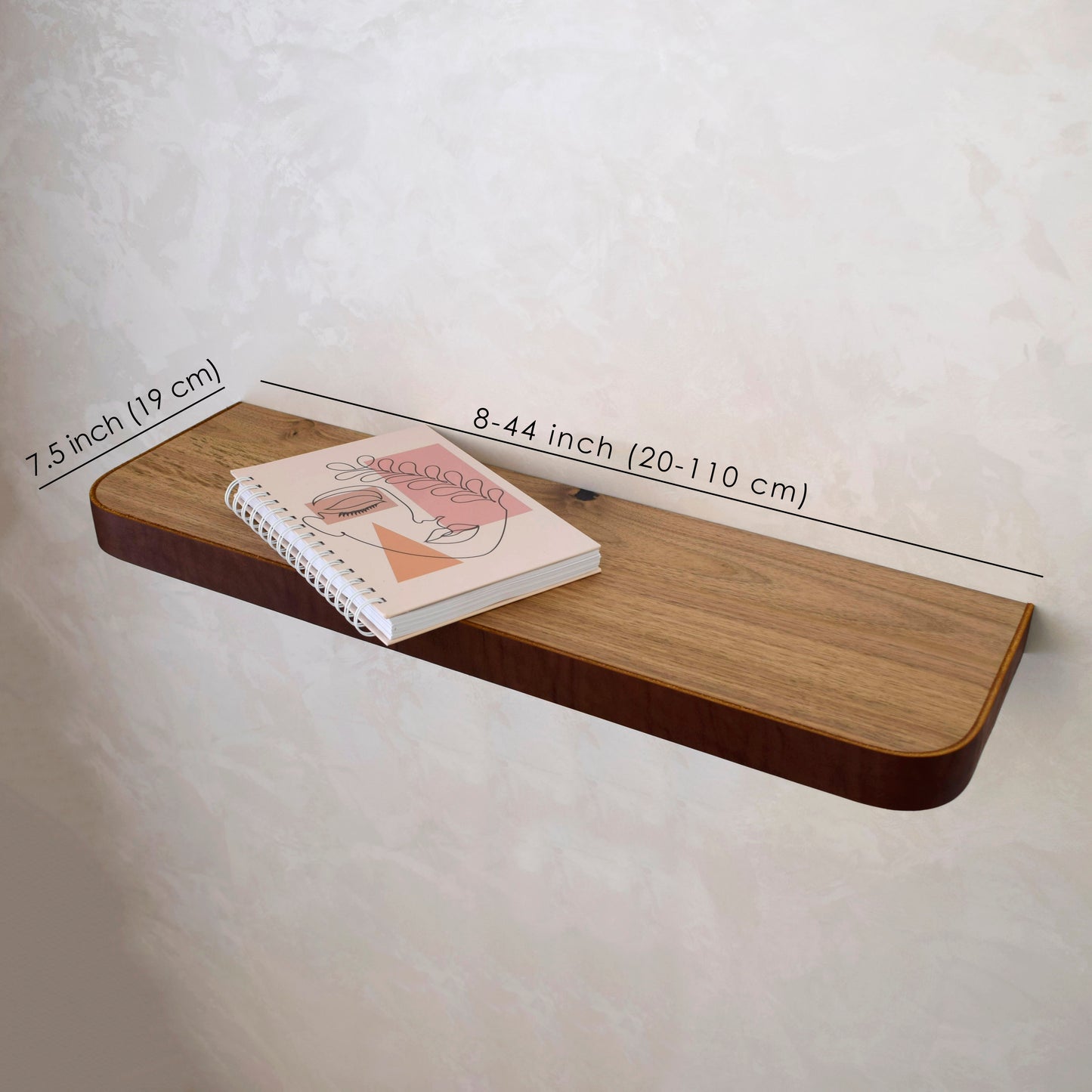 Walnut & Leather Floating Shelf