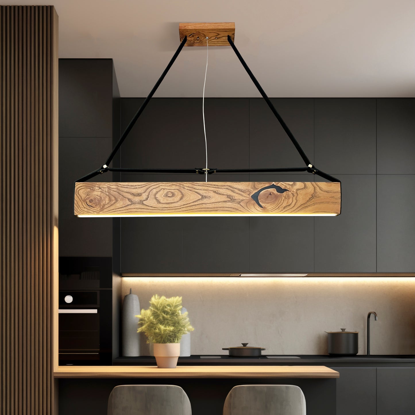 Hudson Wood Rectangular Chandelier for dining room