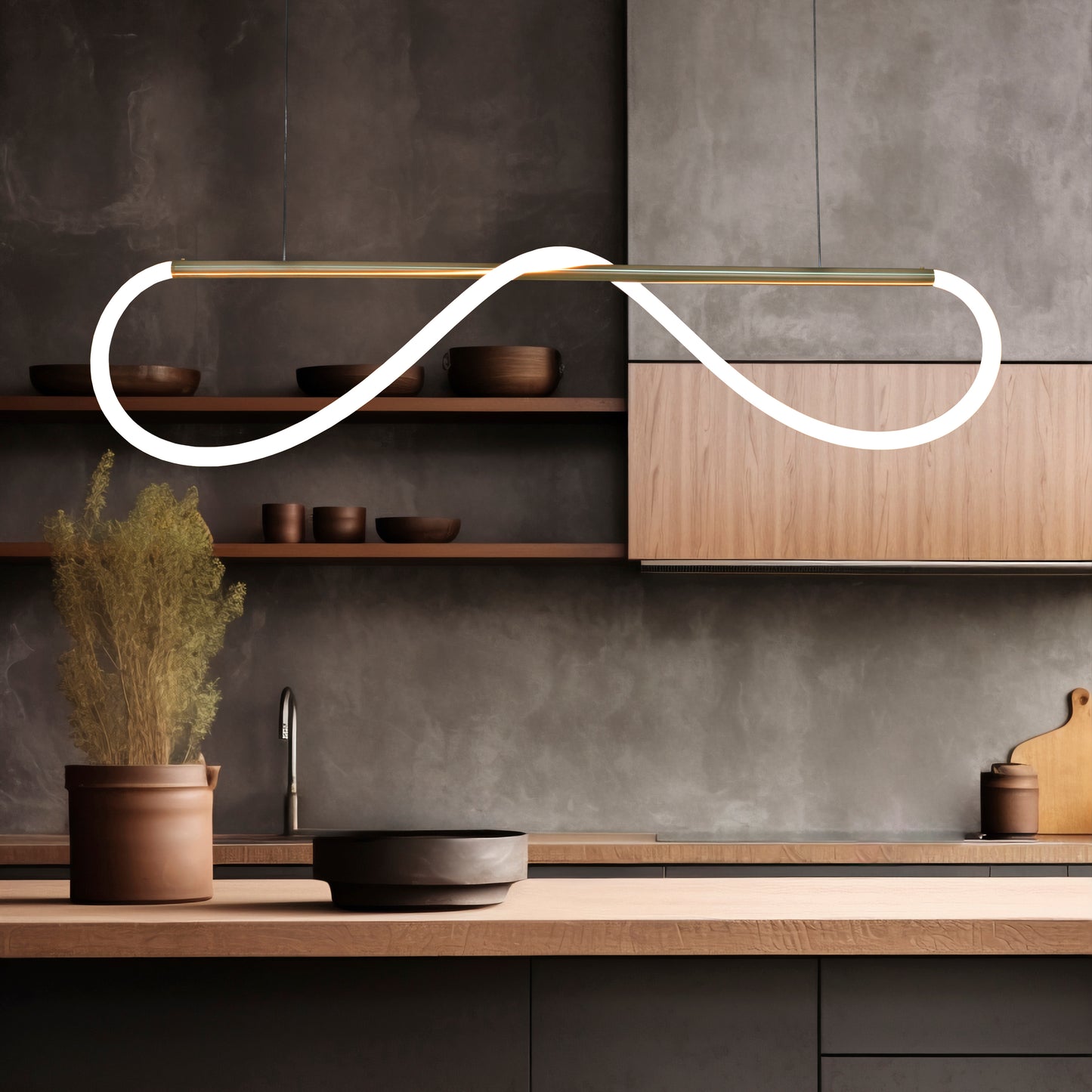 Gold Linear Pendant Light with real brass