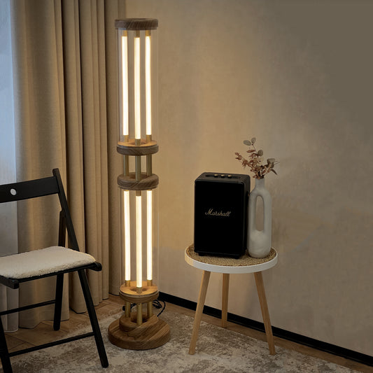 Designer Floor Lamp with walnut wood