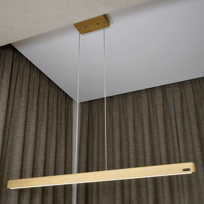 Gilbert Wood Linear Pendant Light over kitchen island