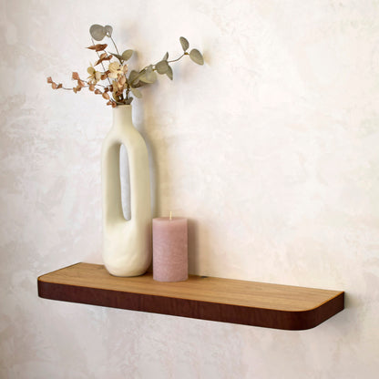 Walnut & Leather Floating Shelf
