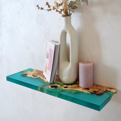 Turquoise Epoxy Floating Shelf