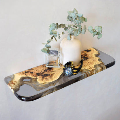 Transparent Epoxy Wood Wall Shelf