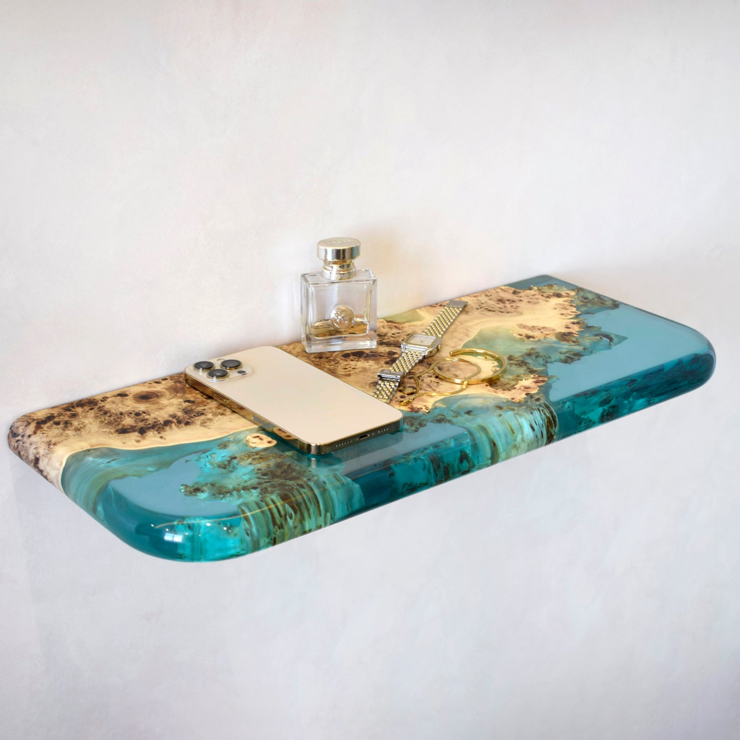 Live Edge Clear Epoxy Floating Shelf