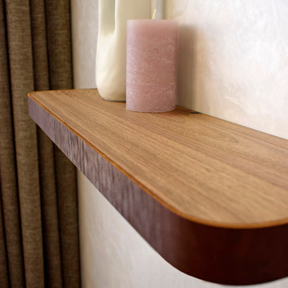 Walnut & Leather Floating Shelf