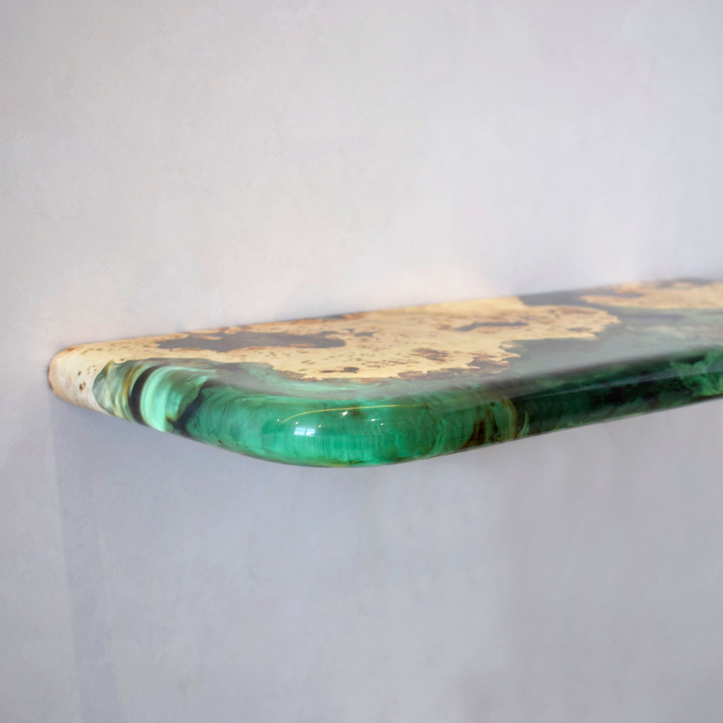 Transparent Epoxy Wood Wall Shelf