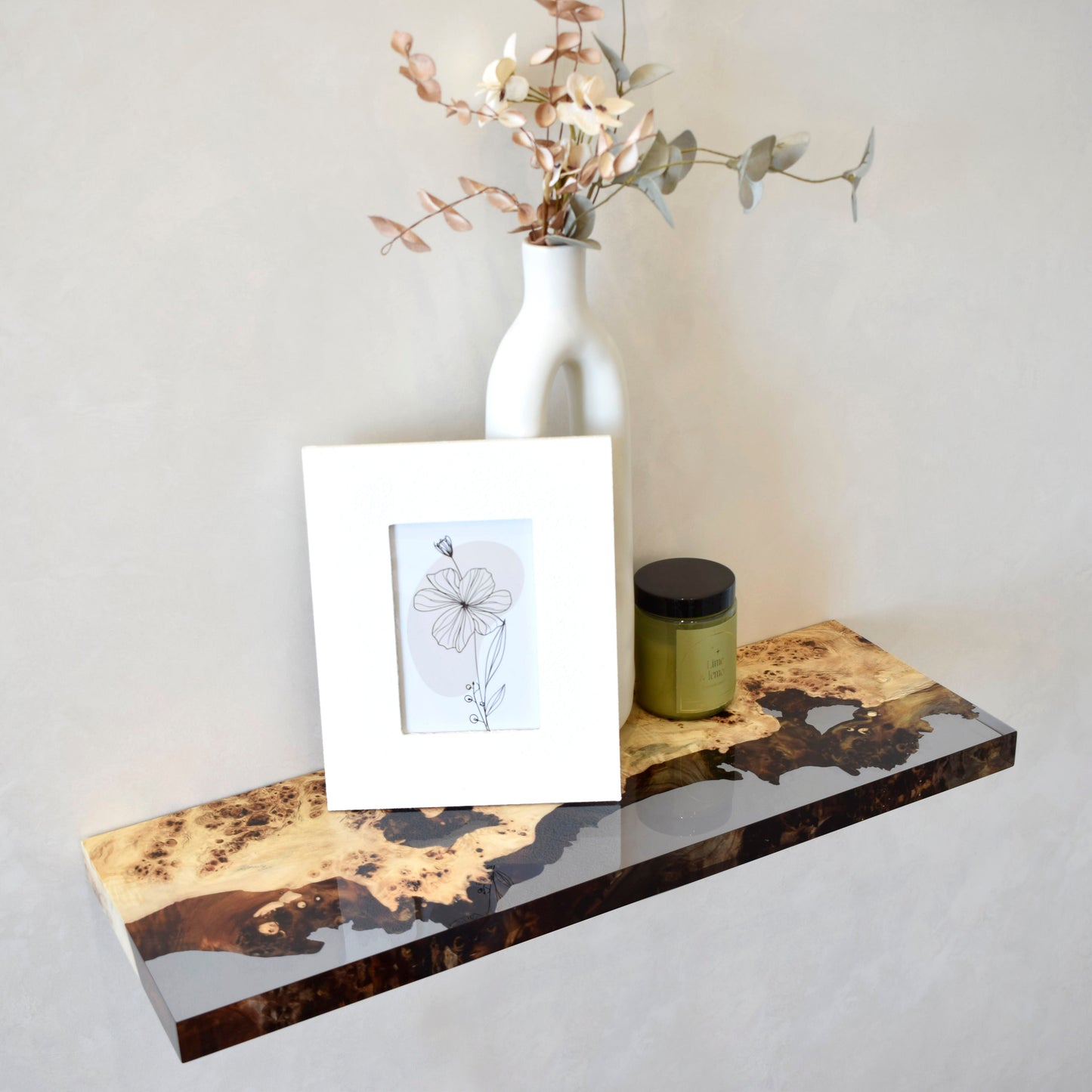 Transparent Epoxy Wood Wall Shelf