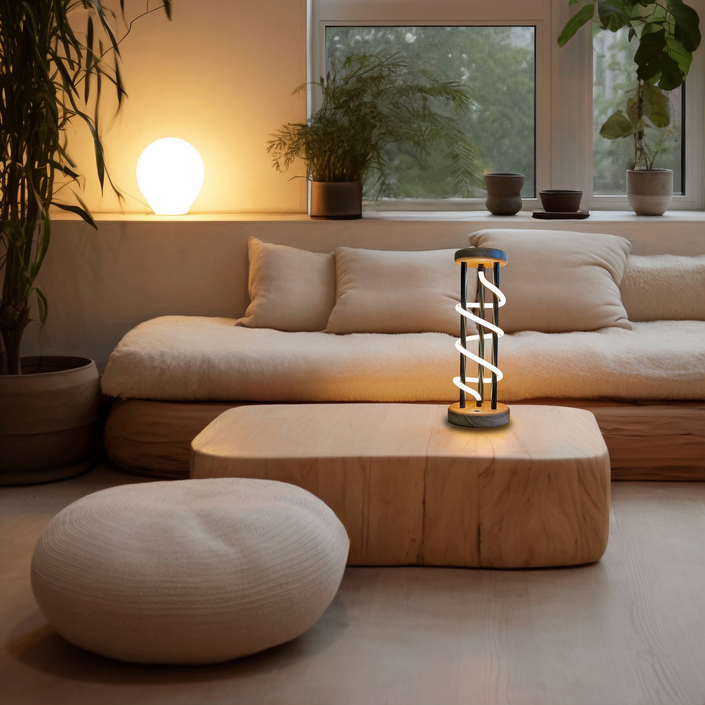 Dimmbare Tischlampe aus Holz „New York“