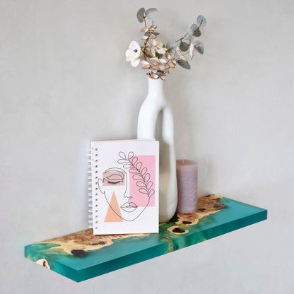 Turquoise Epoxy Floating Shelf
