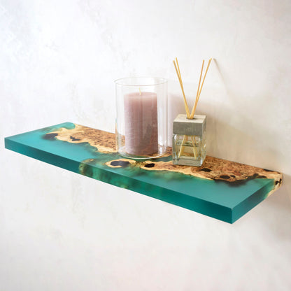 Turquoise Epoxy Floating Shelf