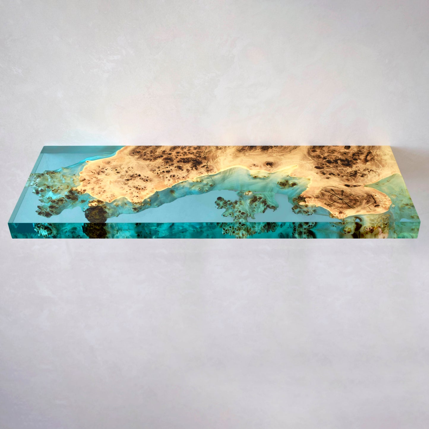 Transparent Epoxy Wood Wall Shelf