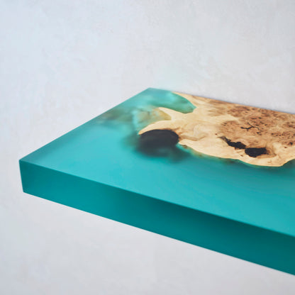 Turquoise Epoxy Floating Shelf