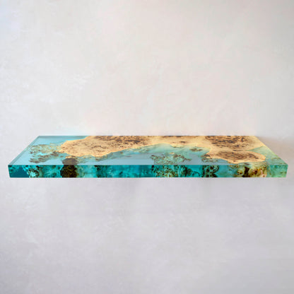 Clear Epoxy & Burl Poplar Floating Shelf