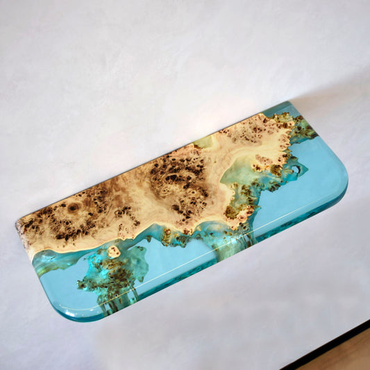 Live Edge Clear Epoxy Floating Shelf