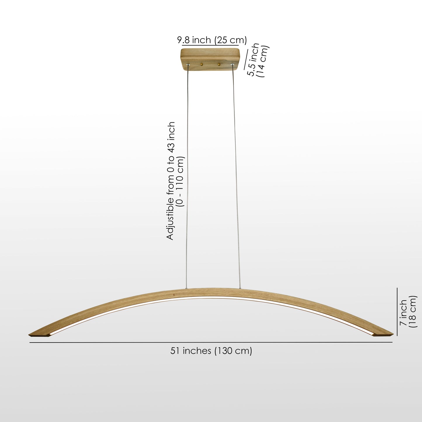 dimensions of a wooden pendant lamp