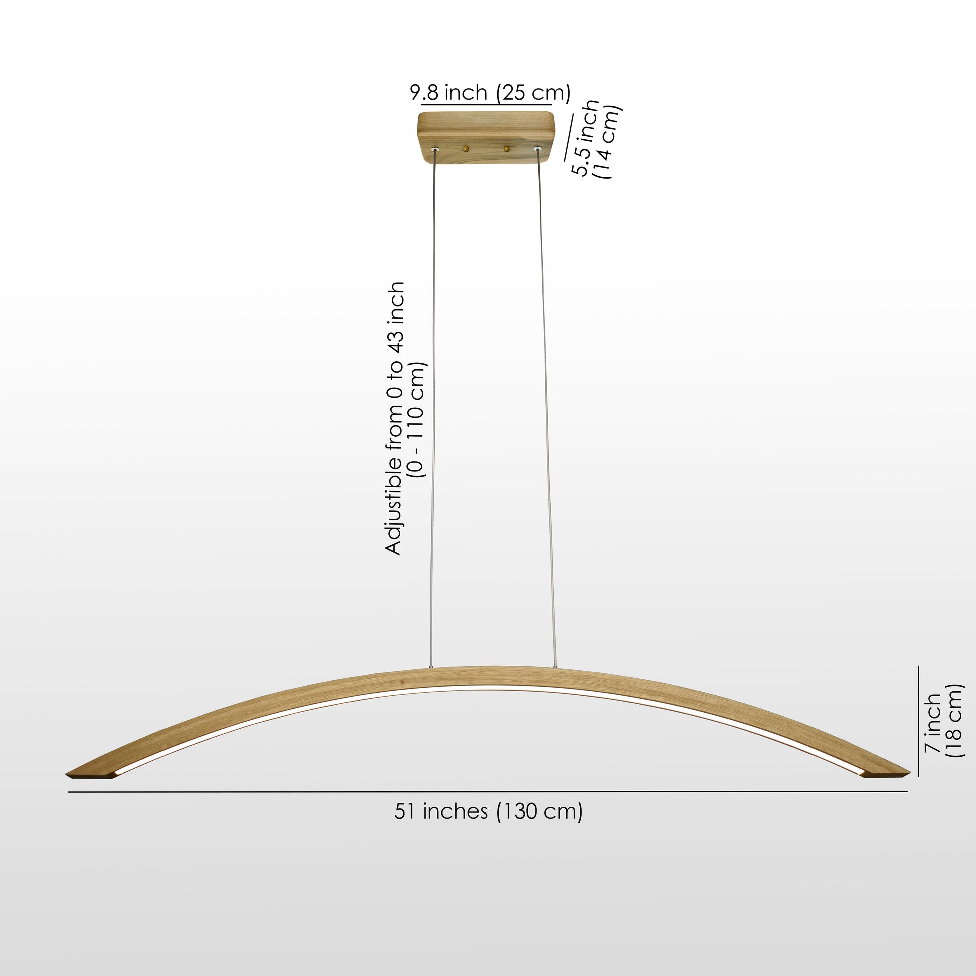 dimensions of a wooden pendant lamp