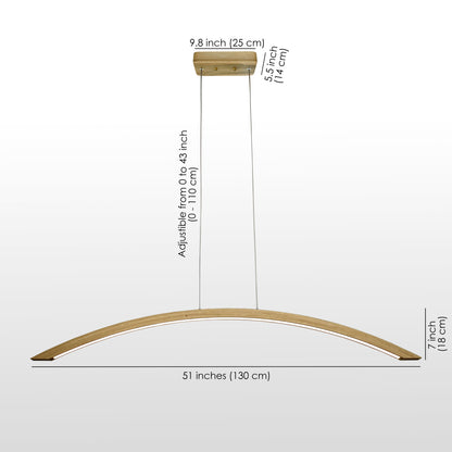 dimensions of a wooden pendant lamp