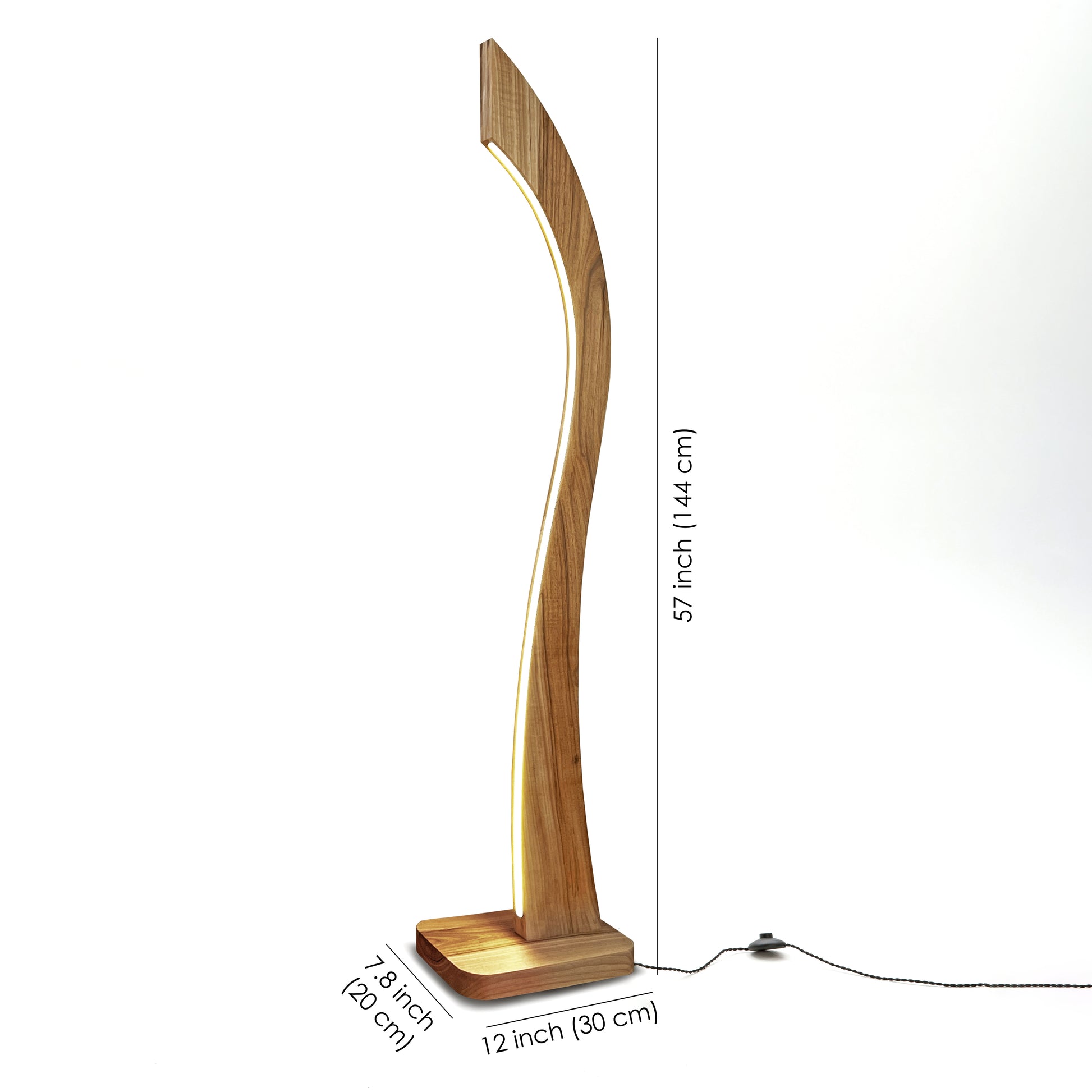 dimensions of a designer floor lamp made of wood