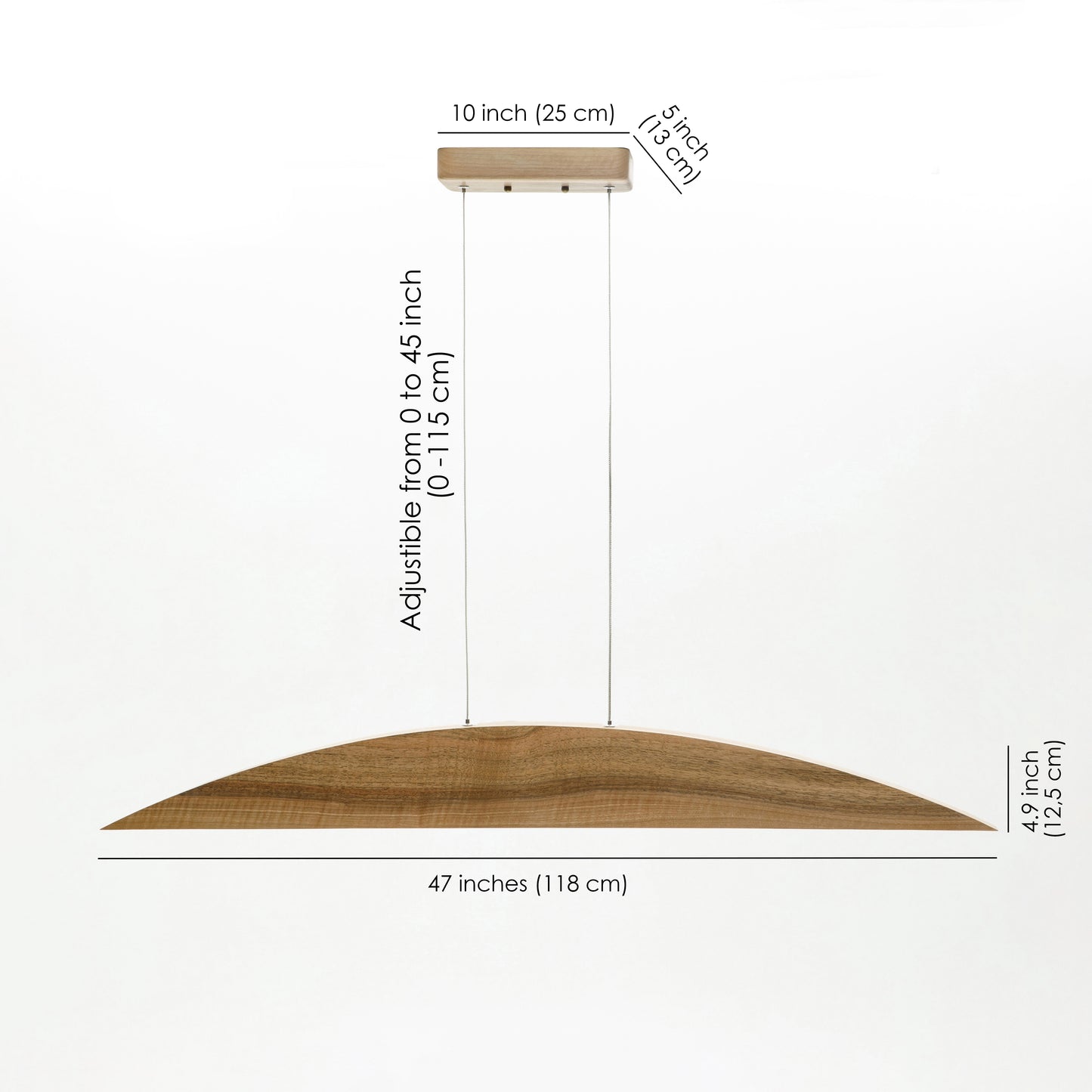 Dimensions of the Tahoma chandelier