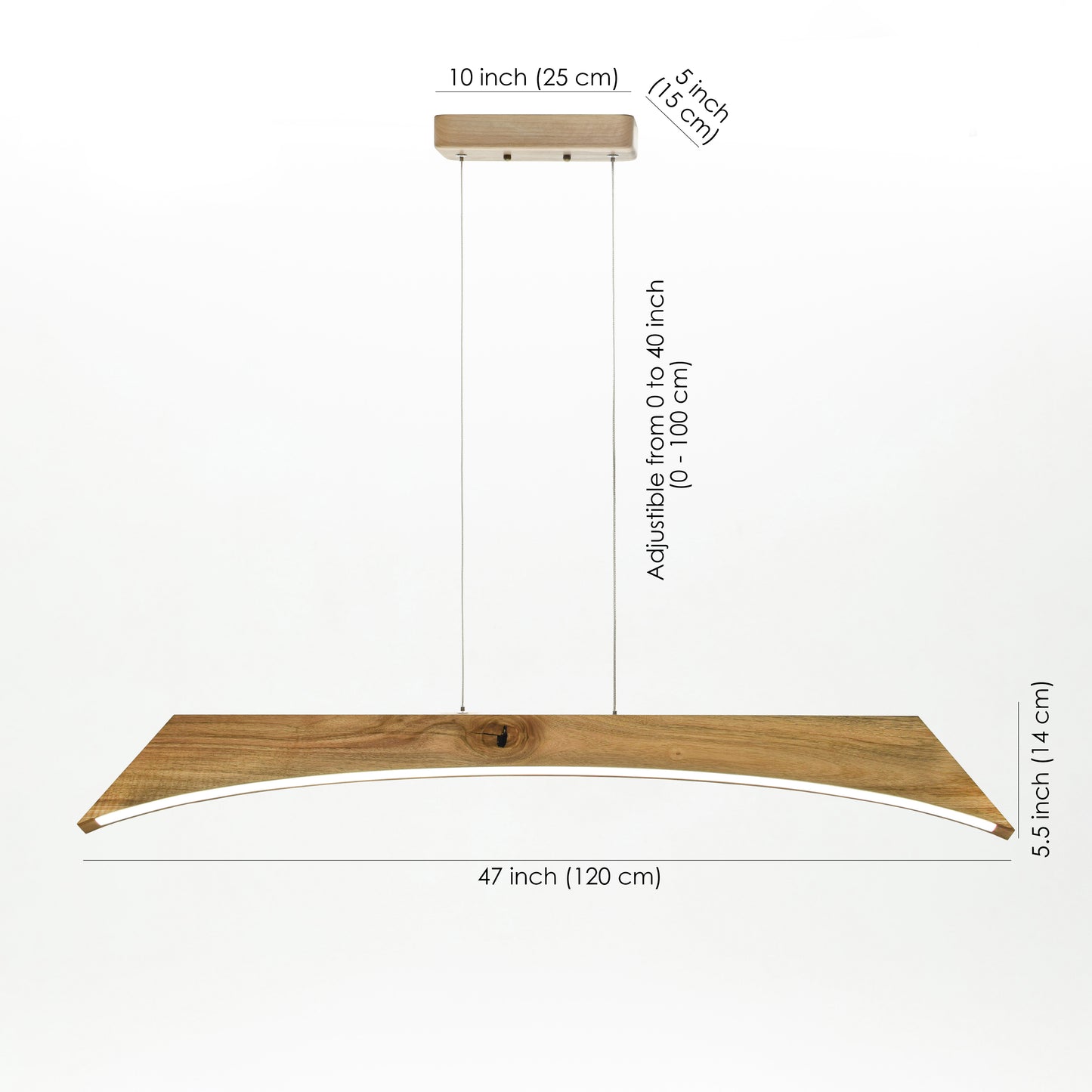 the dimensions of the hanging chandelier