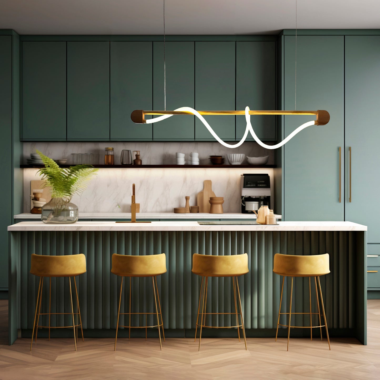 Spilka Gold Pendant Light over island