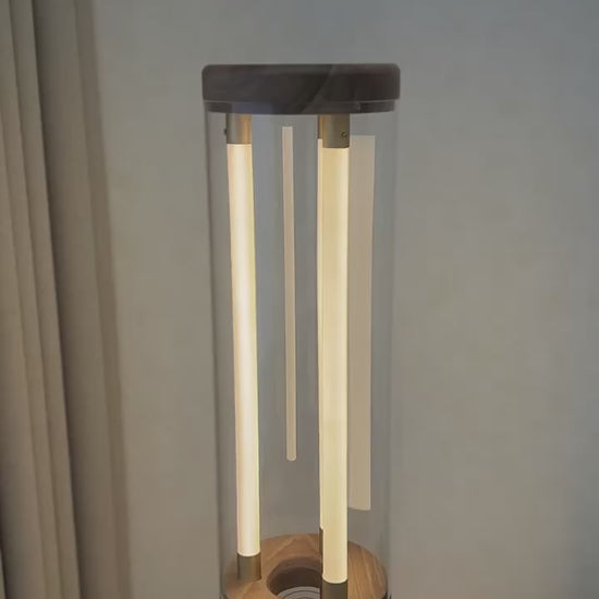 Review of the author's floor lamp made of natural wood